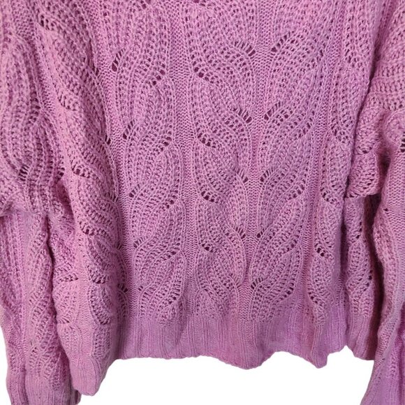 J. Crew Womens 2X Pink Long Sleeve Mock Neck Alpaca Pointelle Cable Knit Sweater - Picture 4 of 9